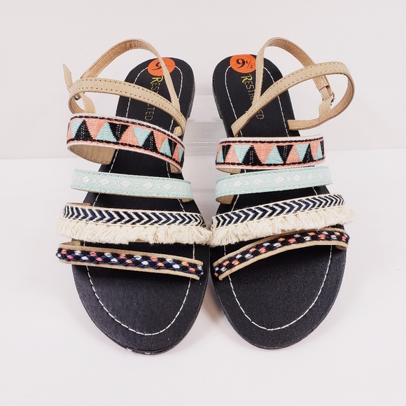 Restricted Shoes - NWOT Restricted Multi Boho Fringe Sandals 9.5